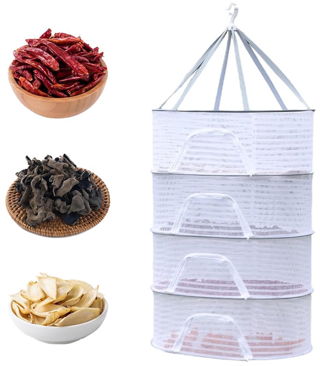 Ibenzoa® Multifunctionele Opvouwbare Mesh Droognet met Ritssluiting - Voor Diverse Droge Producten