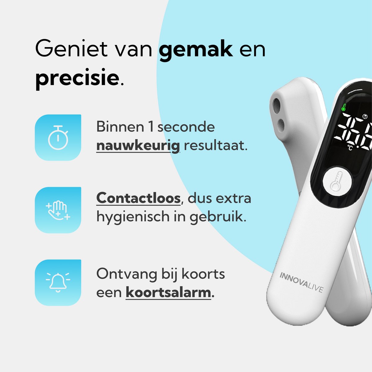 InnovaLive® Koortsthermometer Voorhoofd – Contactloos Infrarood – voor Baby's, Kinderen & Volwassenen – Digitaal – USB-C Oplaadbaar — cadeau in Cadeau-ideeën - foto 4