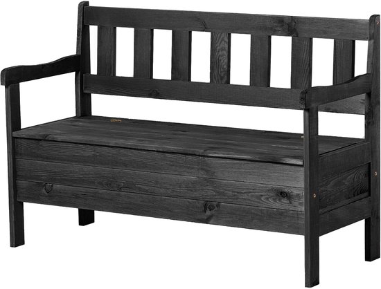 Banc de jardin KADAX, 120 x 47 x 81 cm, banc en panneaux de fibres, banc de rangement avec dossier, banc en bois résistant aux intempéries pour jardin, balcon, 120 cm, anthracite