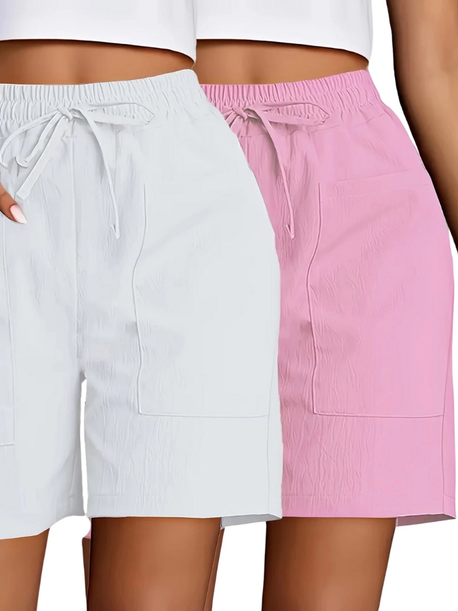 Nivard Korte Broek Dames Spijkerbroek met Zakken Volwassenen Jongens Shorts 2 Pcs + Roze