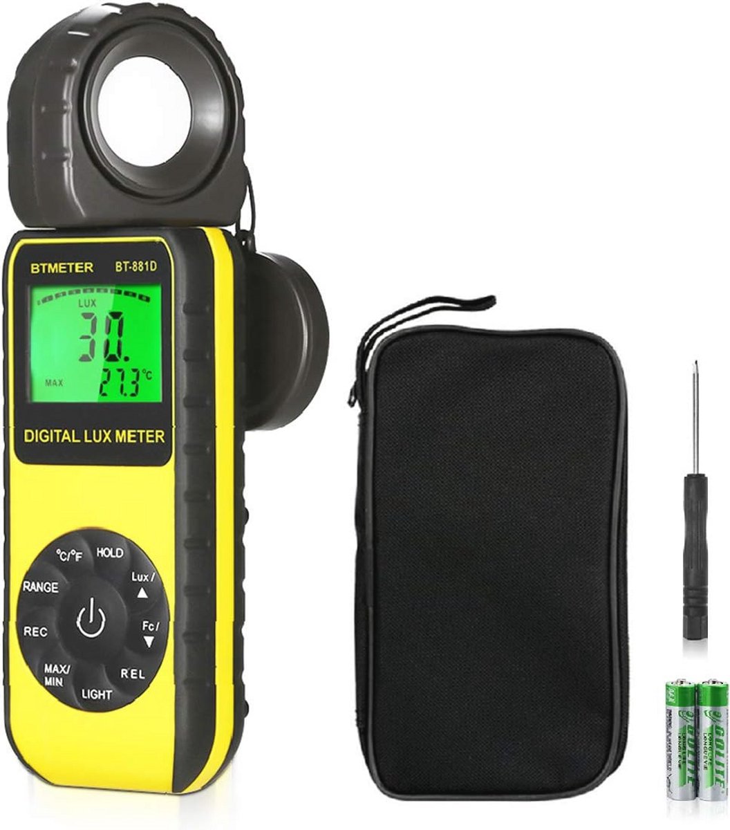 Digitale Lichtmeter voor Verlichting - Meetbereik 0.01 tot 400.000 Lux - Ideaal voor Planten en LED Verlichting