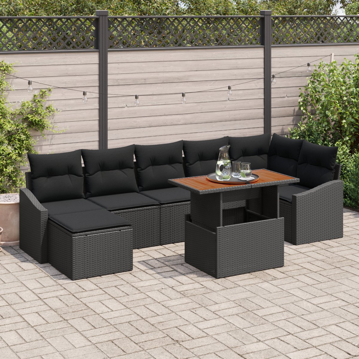 vidaXL - Tuinbank - Set - 8 - pcs - Zwart - en - Bruin