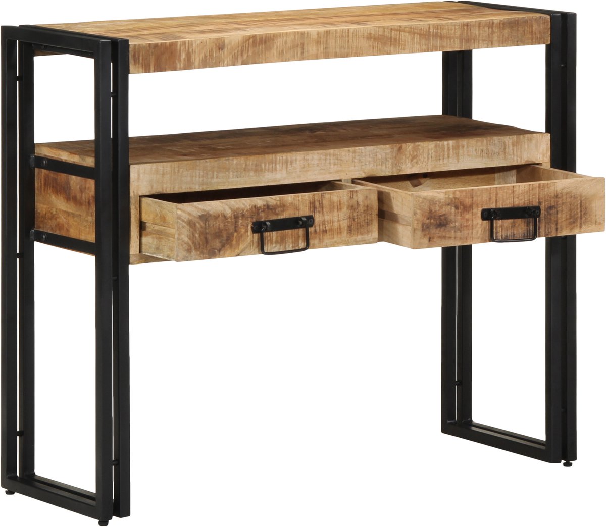 vidaXL Wandtafel - met - lade - Bruin - 90 - x - 33 - x - 75 - cm - Massief - Mango - Hout