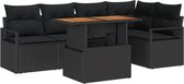 vidaXL - Tuinbank - Set - 6 - st - Zwart - Poly - rattan