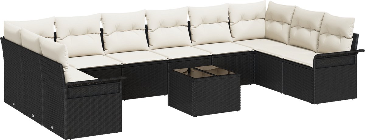 vidaXL Tuinbank - Set - 11 - st - Bruin - poly - rattan