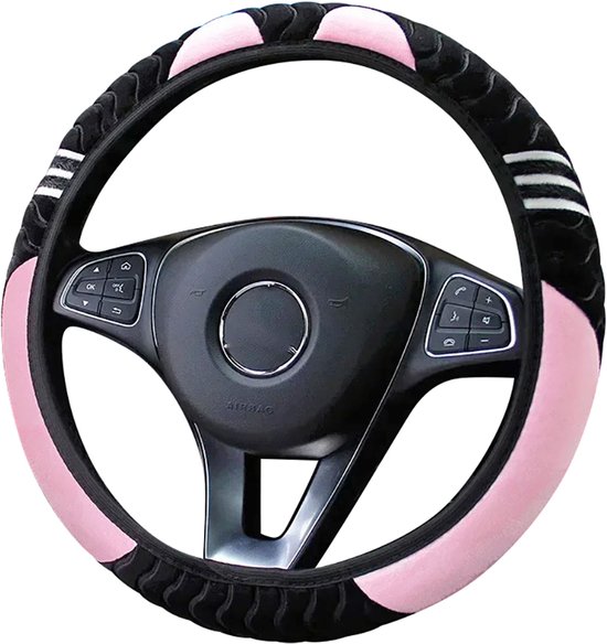 Zachte Stuurhoes Auto 37-38 cm - Zwart Roze - Universeel - Kasey Products