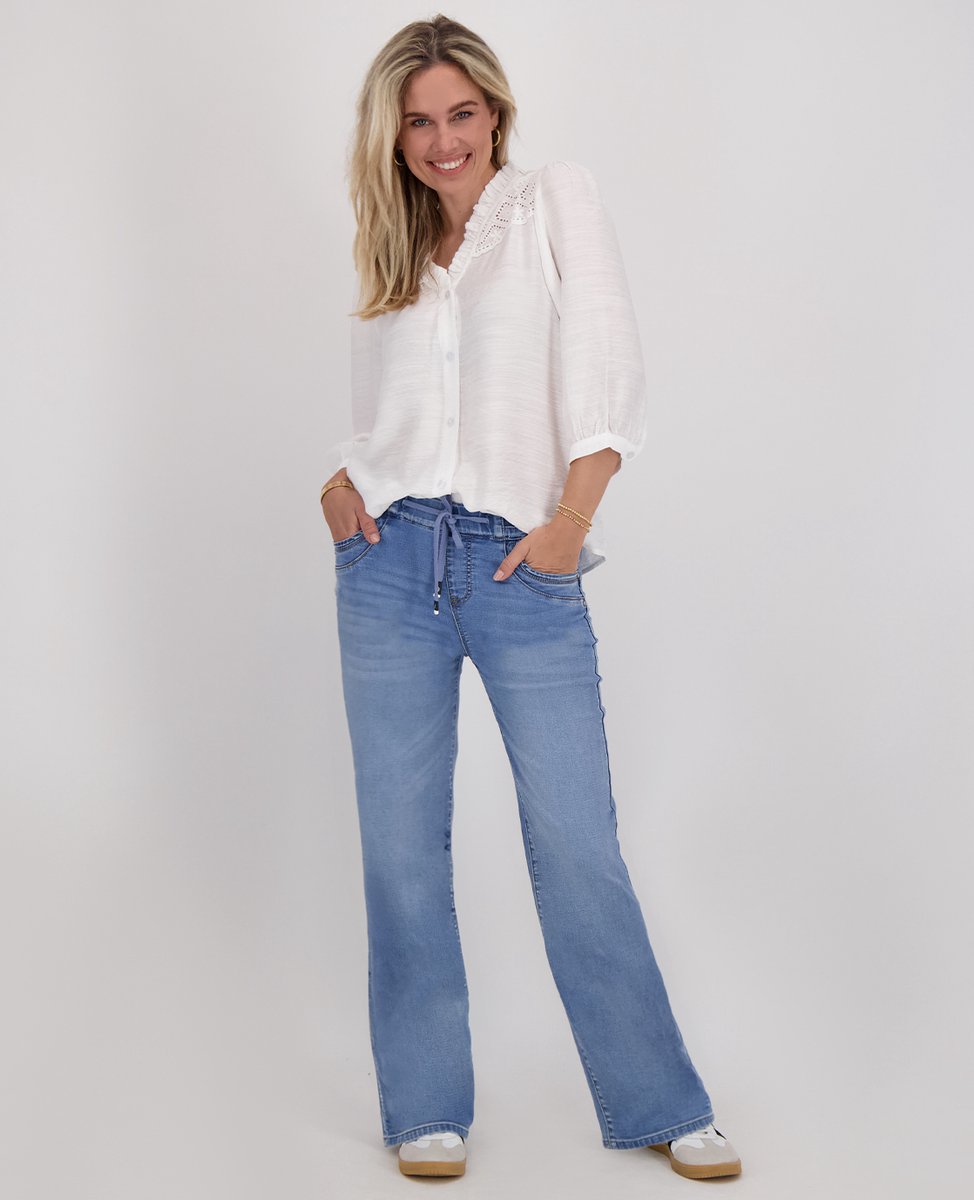 Je m'appelle Dames Broek Straight fit Met stretch - Blauw - Maat M