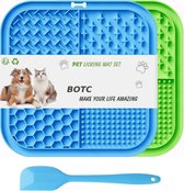 BOTC Likmat Hond met Silicone spatulas - 3-Delig Likmat Voermat Hond - voermat - Slowfeeder Hond - Blauw/Groen