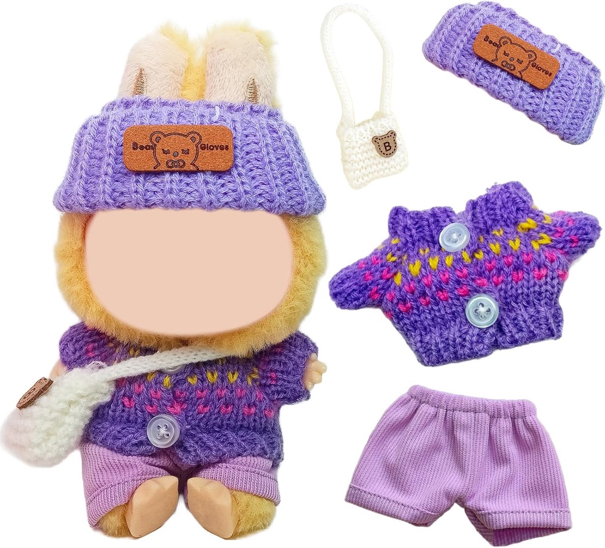 Ensemble Vêtement Pour Peluche - Robe Tartan Violet & Noir