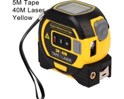3 In 1 Laser Afstandsmeter 5M Meetlint 40M Lasermeter Met Display - Inclusief 2x AAA Batterijen - Voor Klussen Bouw Aannemer Hobby Verbouwen Meten - Geel