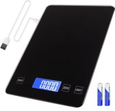 Keukenweegschaal Digitaal - Weegschaal Keuken - USB Oplaadbaar - 1gr-10kg - Tarra Functie - Zwart
