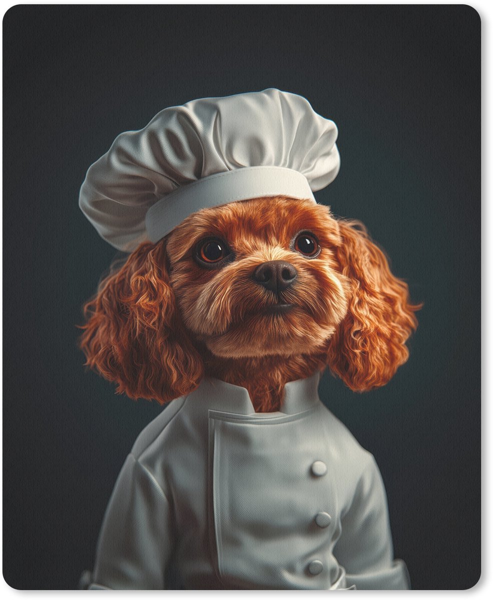 Muismat 19x23 cm - Mousepad Bruin - Kok - Hondje - Muismatten