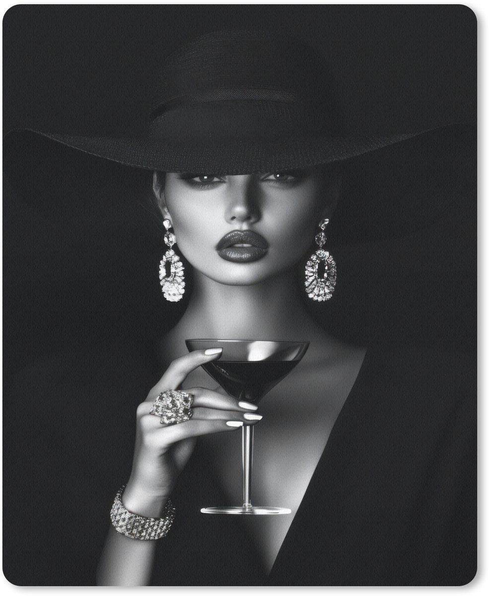 Muismat 19x23 cm - Mousepad Vrouw - Cocktail - Chic - Muismatten