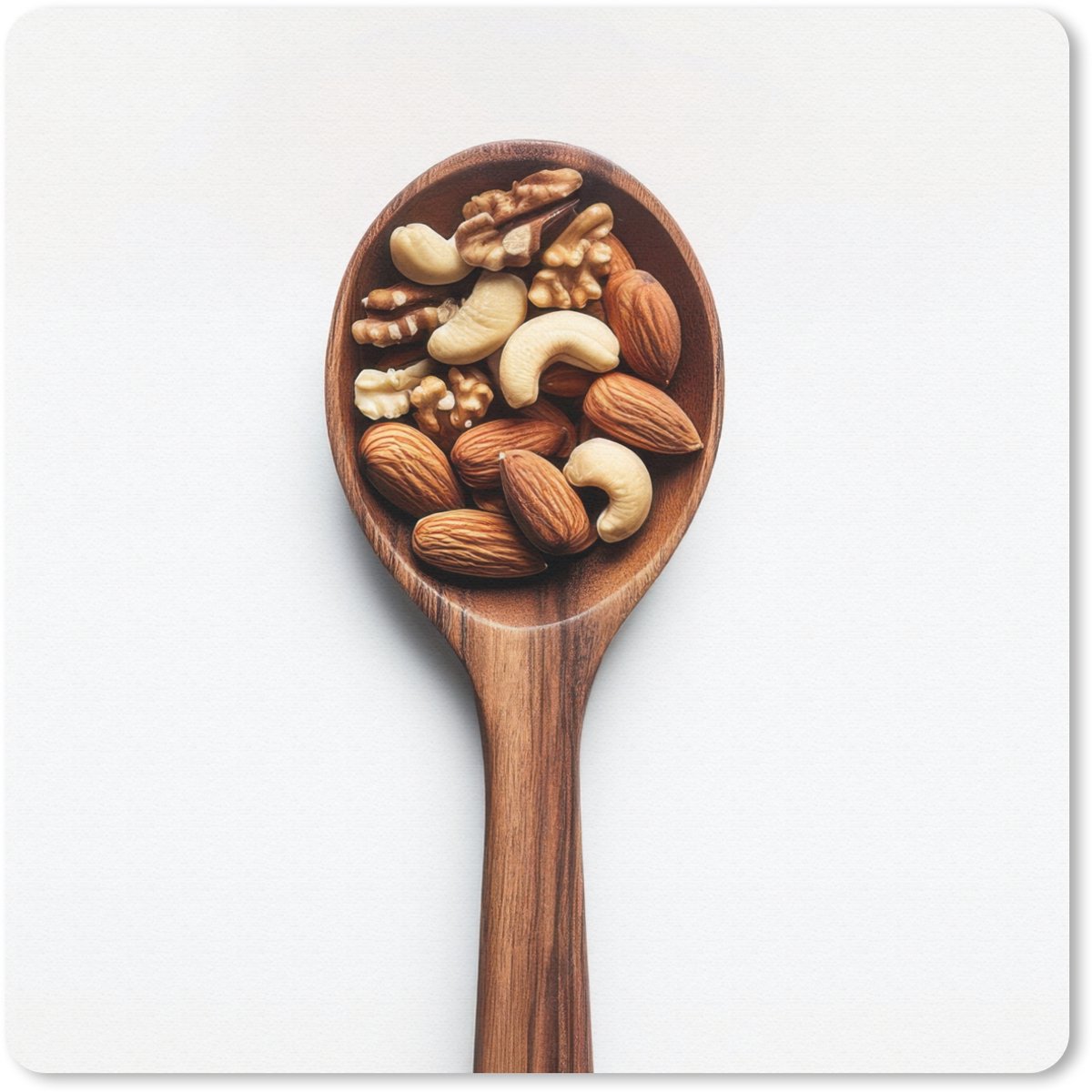 Muismat 30x30 cm - Mousepad Noten - Wit - Hout - Muismatten