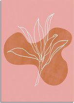 DesignClaud Bloem - Grafische poster - Wit Roze A2 + fotolijst wit