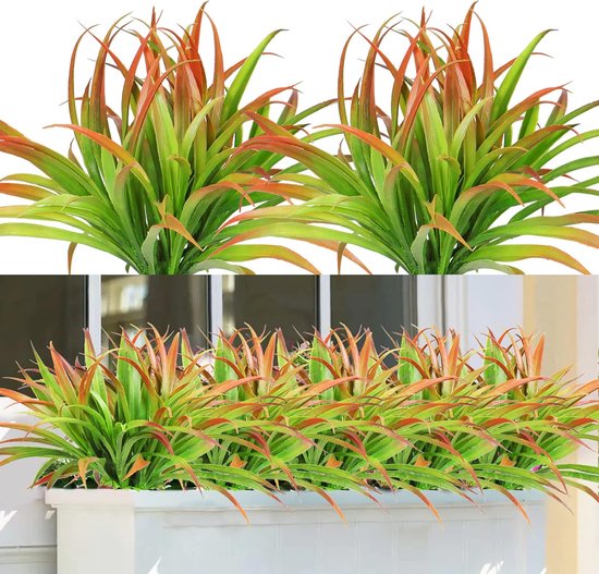Lot de 6 Plantes de Kunstgras 40,6 cm, 16 tiges, Plantes Plein air en plastique, résistantes aux UV, fausse herbe verte pour maison, fenêtre, Jardin , pot de fleurs à suspendre, allée, porche , Decor (herbe)
