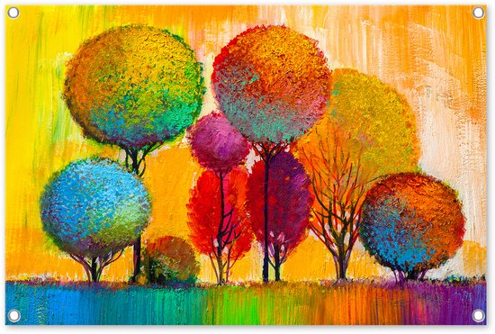 Graphic Message - Toile de clôture avec Tendeurs - Paysage Arbres arc-en-ciel - Paysage naturel coloré - Toile de jardin - Affiche de Jardin Plein air - Toile extérieure - Imperméable - Affiche de jardin de clôture - Décoration de jardin