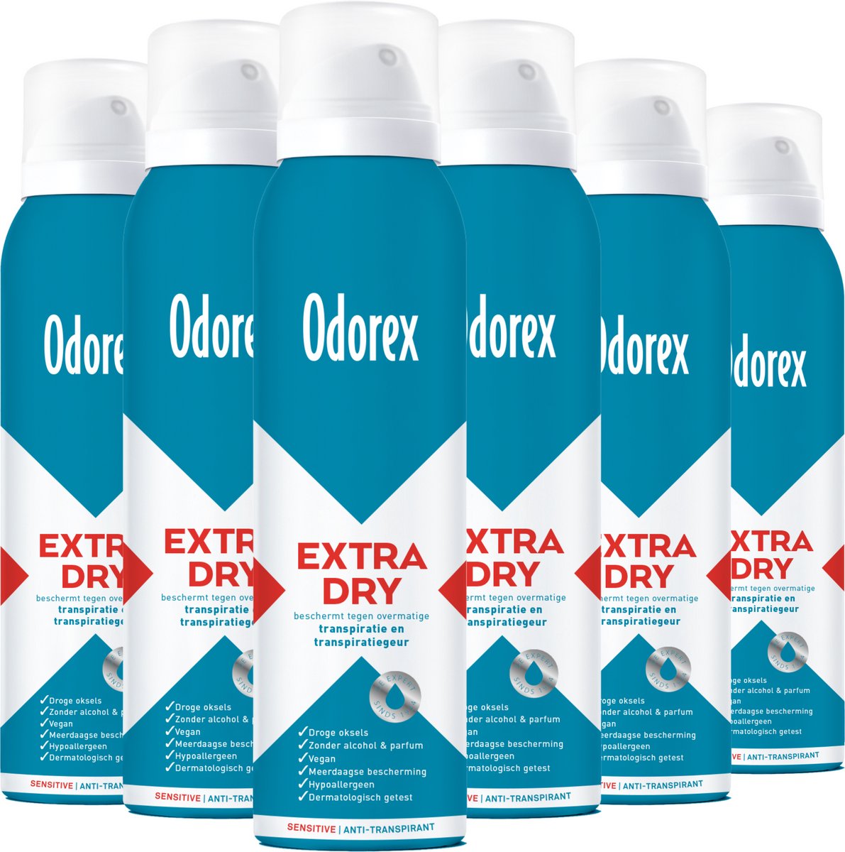 Goedkoopste Odorex Extra Dry Deodorant Spray Sensitive - 6x 150ml - voordeelverpakking