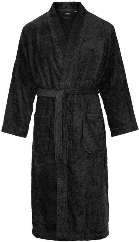 Kimono badstof katoen – lang model – unisex – badjas dames – badjas heren –100% katoen - sauna - zwart- 2XL/3XL