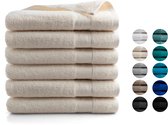 Bol.com DoubleDry Handdoeken Set 70 x 140 cm - 6 stuks - 100% zacht katoen 500 g/m2 - 6x Nature Crème aanbieding