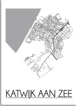 DesignClaud Katwijk aan Zee Plattegrond poster  - A3 + Fotolijst zwart (29,7x42cm)