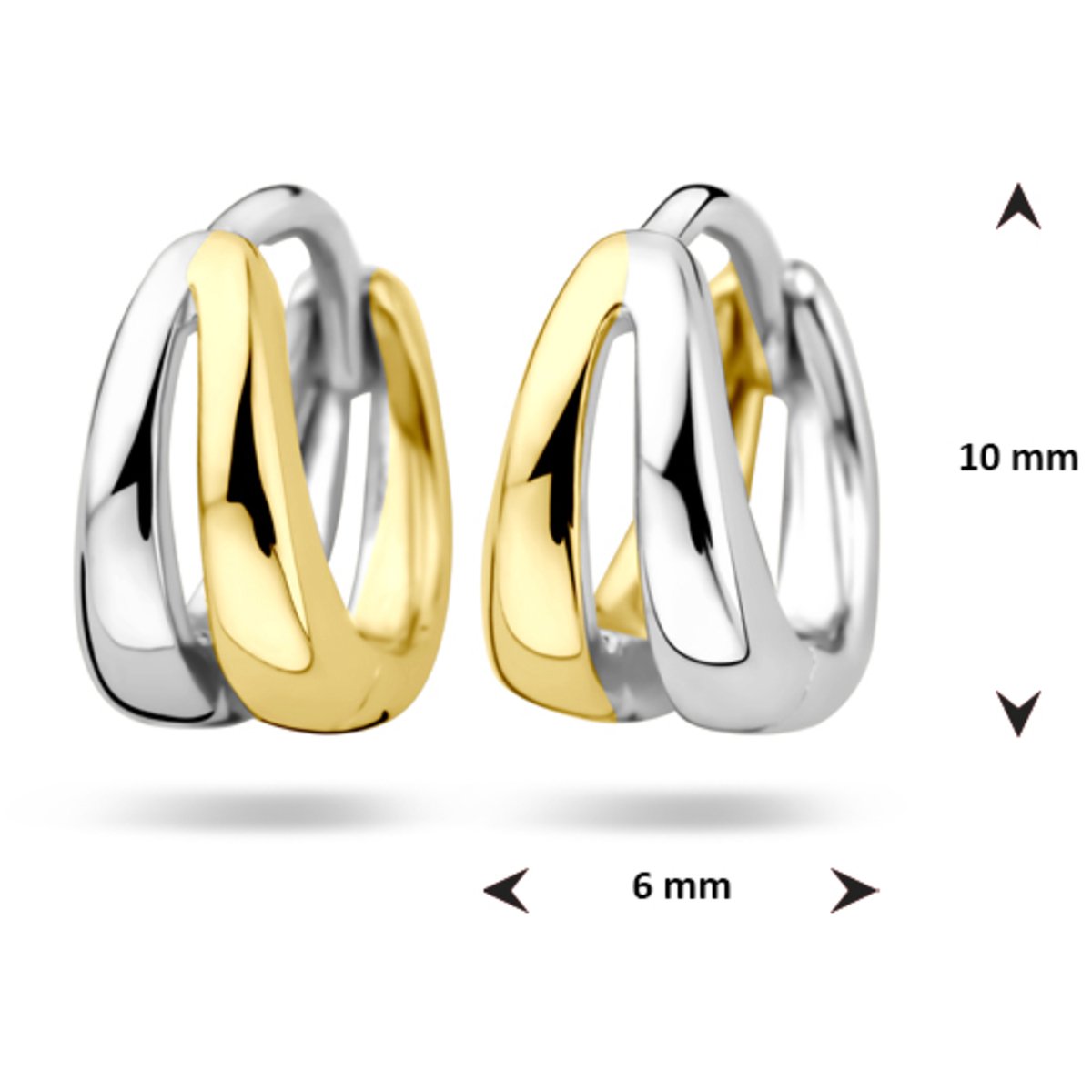 Zilveren vergulde (geel/rhodium) klapoorringen 10 mm - 2200467