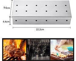 COZYVENT Extra dik Rookbox voor gasgrill of houtskoolgrill, rookbox van roestvrij staal, werkt met houtsnippers, voegt gerookte BBQ-smaak toe, scharnierend deksel, kromtrekkende grillaccessoires