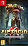 Gamecover 'Metroid Prime Remastered' met Nintendo Switch logo. Samus in bruin en rood pak.