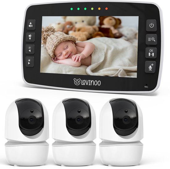 Lovinoo Babyfoon - Babyfoon met 3 Camera's - Baby Monitor