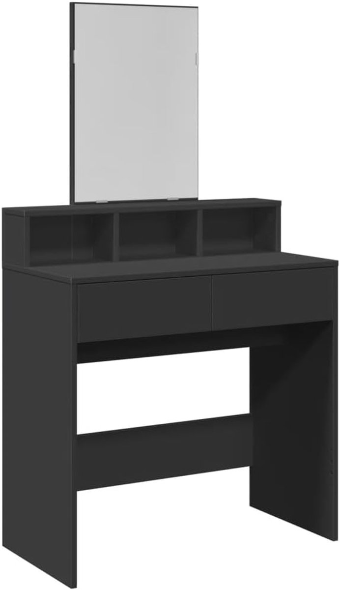 Kaptafel met Spiegel - 80x41x144,5 cm - Zwart - Make-up Tafel voor Slaapkamer