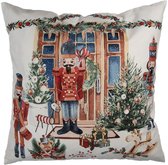 Clayre & Eef Housse de coussin 45x45 cm Blanc Polyester Noël