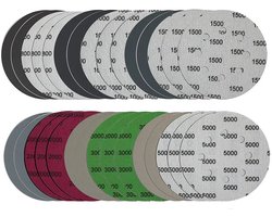 WiseGoods Premium 30 Stuks Klittenband Schuurschijven - 125mm - Korrel 800-5000 - Voor Metaal & Hout - Droog & Nat - Schuurschijf