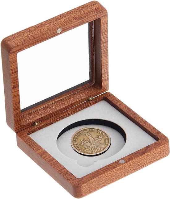 Coffret de rangement en bois pour pièces de monnaie, présentoir pour pièces de Coffret de rangement en bois pour pièces de monnaie, présentoir pour pièces de
