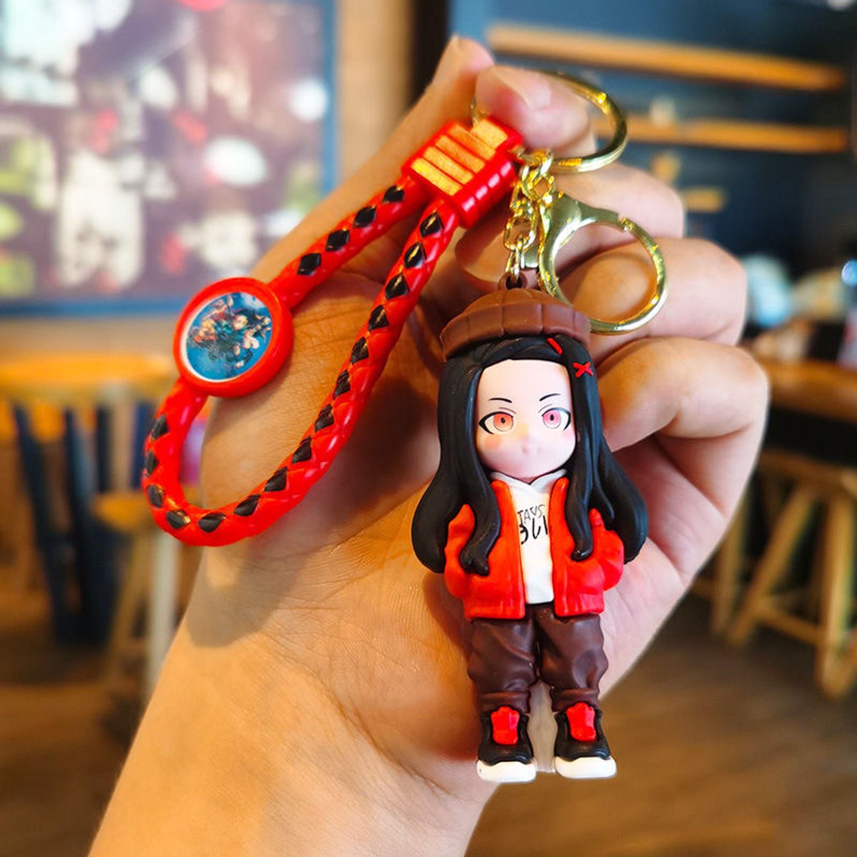 Nieuwe Demon Slayer Sleutelhanger Leuke Cartoon Pop Schooltas Hanger Auto Sleutelhanger Tas Cadeau Ornament Nezuko