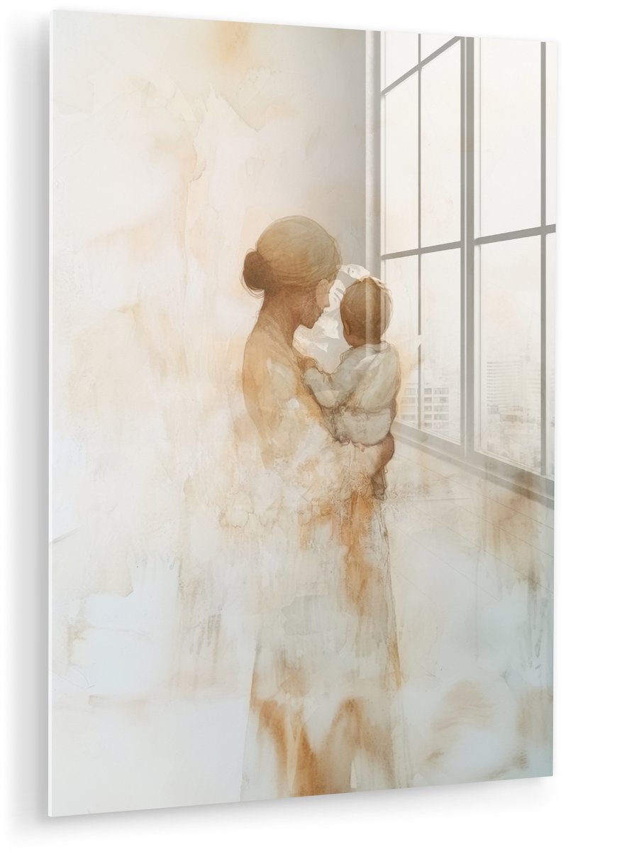 Kind - Moeder - Waterverfschilderij