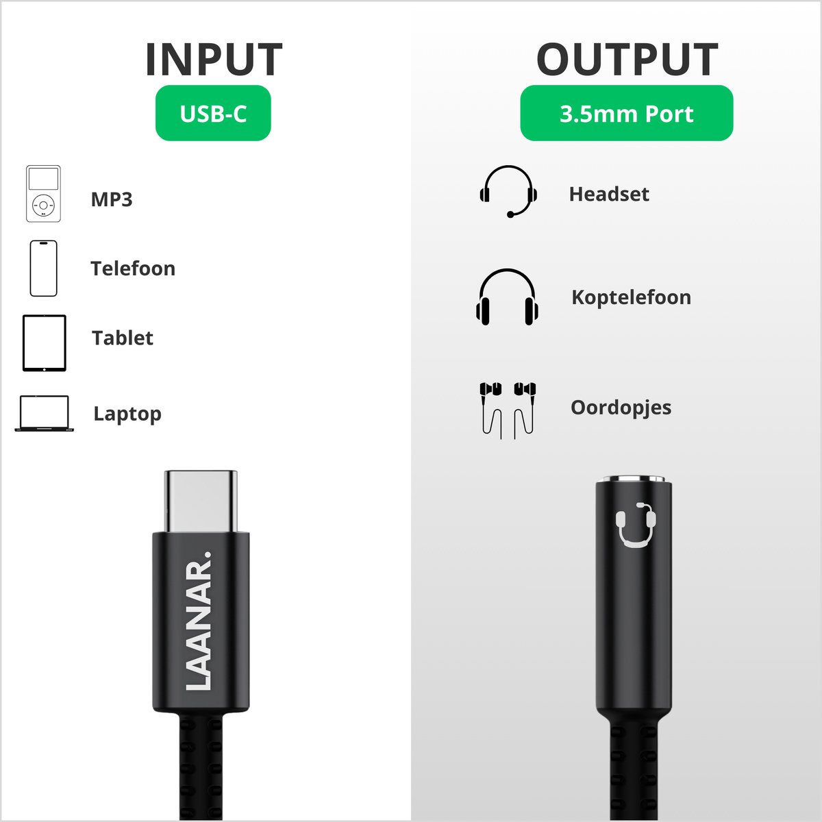 USB C naar 3.5mm AUX Adapter – Audio Kabel voor Koptelefoon, Oortjes, Microfoon – Compatibel met Samsung, iPhone, iPad, MacBook - Afbeelding 2
