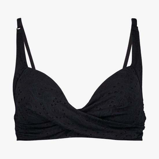 Haut de bikini préformé femme Osaga brodé noir - Taille XXL