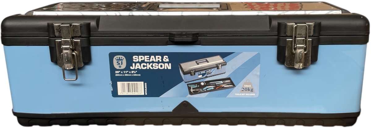 Spear & Jackson Cargo Box Long Toolbox – 3‑laags Gereedschapskoffer – 66 × 28 × 22 cm – Kunststof