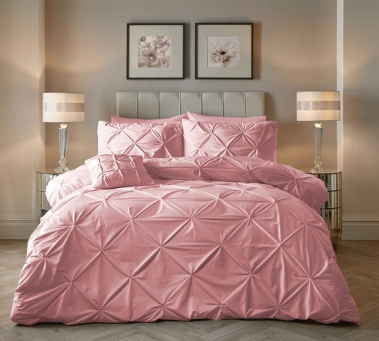 Sleeptime Velvet Pintuck Dekbedovertrek - Lits-Jumeaux - 240X200/260 + 2 x kussenslopen 60x70 - Roze van Merkloos — afbeelding 5