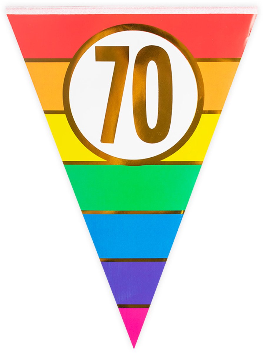 Vlaggenlijn | regenboog | 70 jaar | 5 meter | 15 vlaggen | enkelzijdig bedrukt