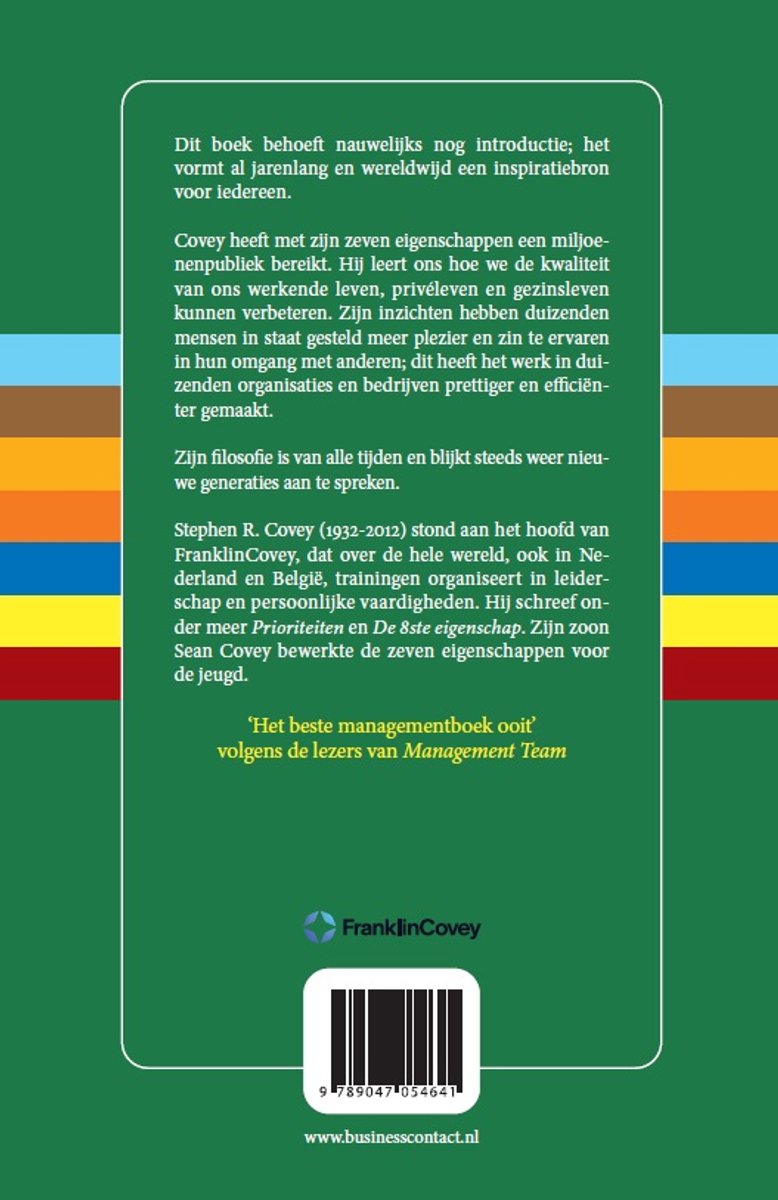 De zeven eigenschappen van effectief leiderschap - back cover