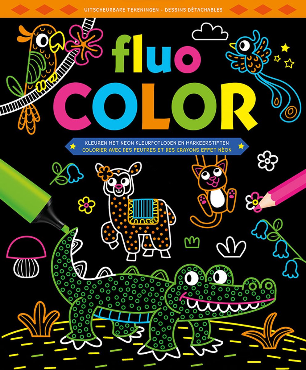 Deltas Kleurboek Fluo Color Junior 30,4 X 25,1 Cm Papier Zwart