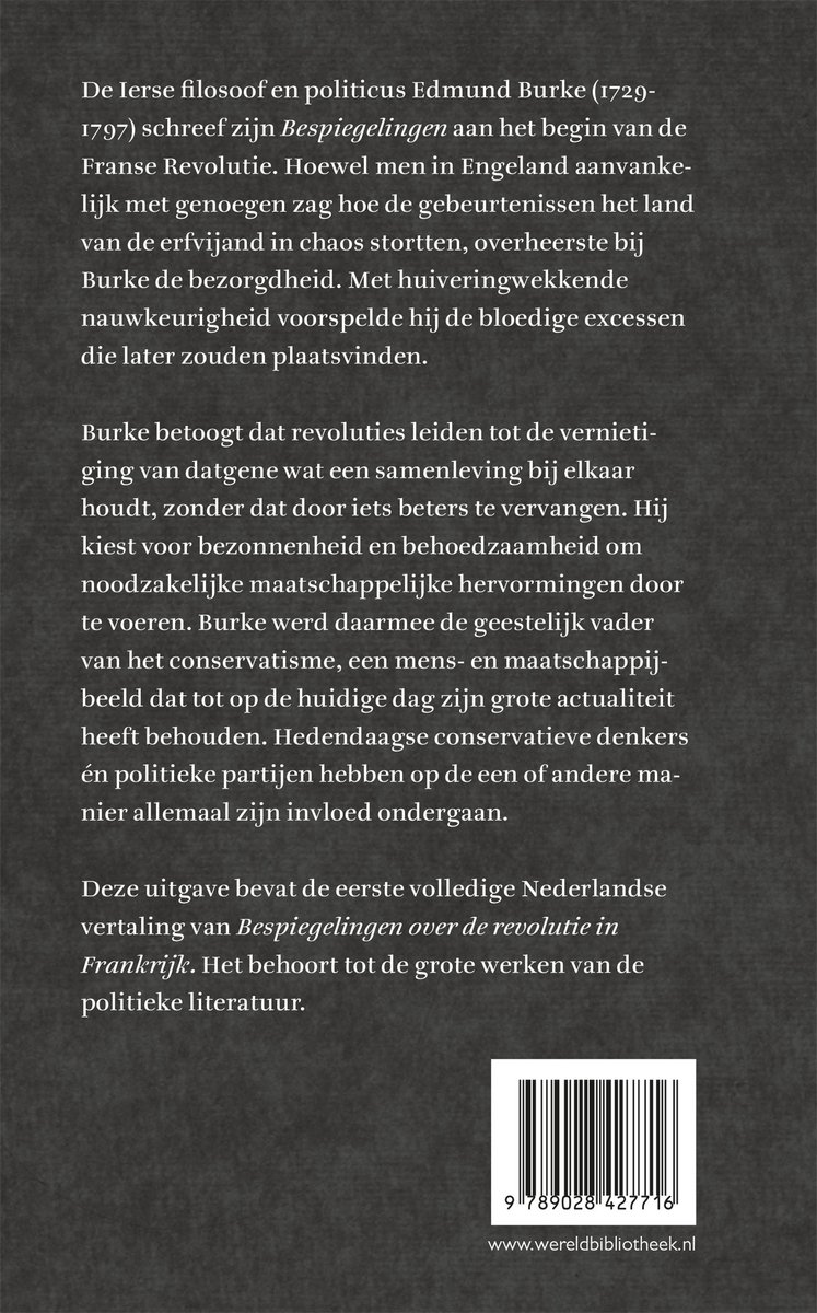 Bespiegelingen over de revolutie in Frankrijk - back cover