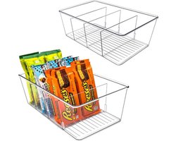 2 Stk + 2 Stk GRATIS ! (4 stk promotie pak) Multipurpose kast organizer - opbergbakken - met 3 verwijdbare verdelers - koelkast makeup badkamer en kast organizer - L=26cm x B=15cm x D:9cm