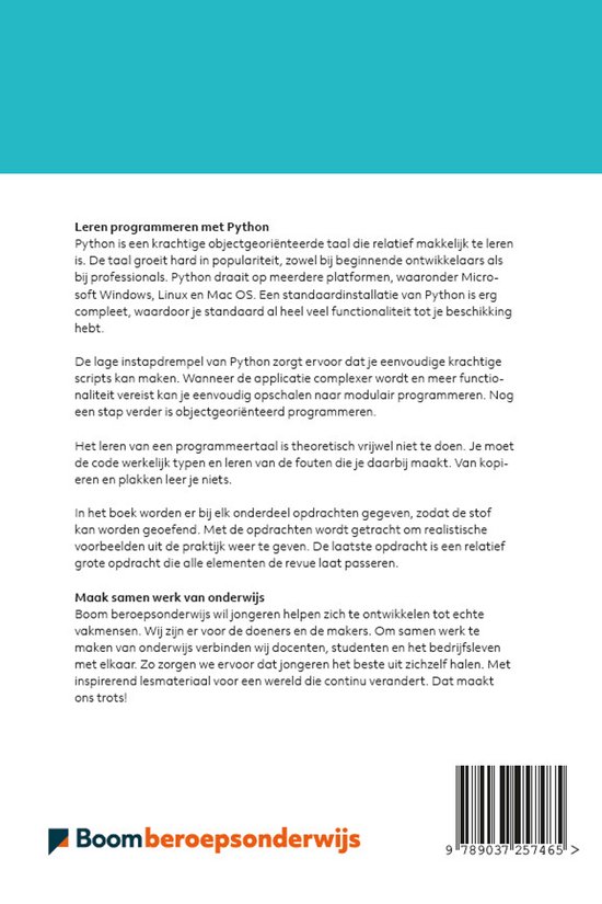 Leren programmeren met Python | 9789037257465 | Robert R. Saunders ...