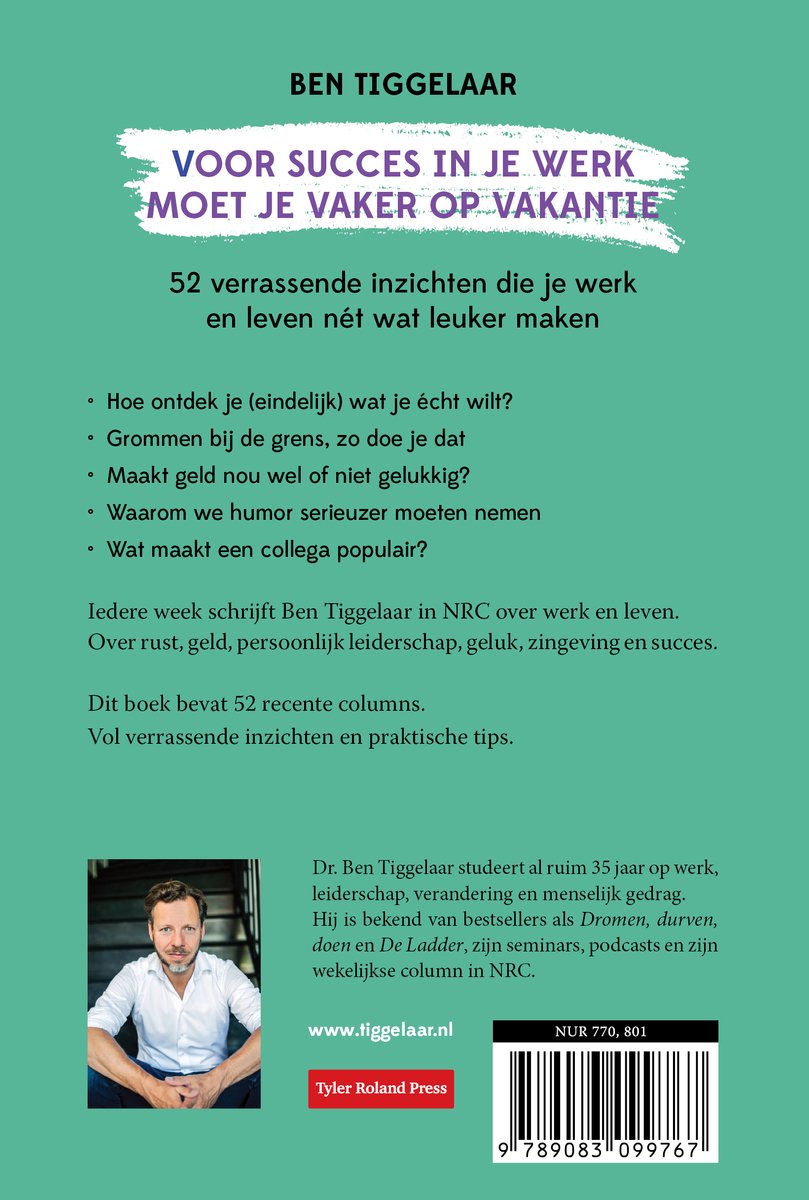 Voor succes in je werk moet je vaker op vakantie - back cover