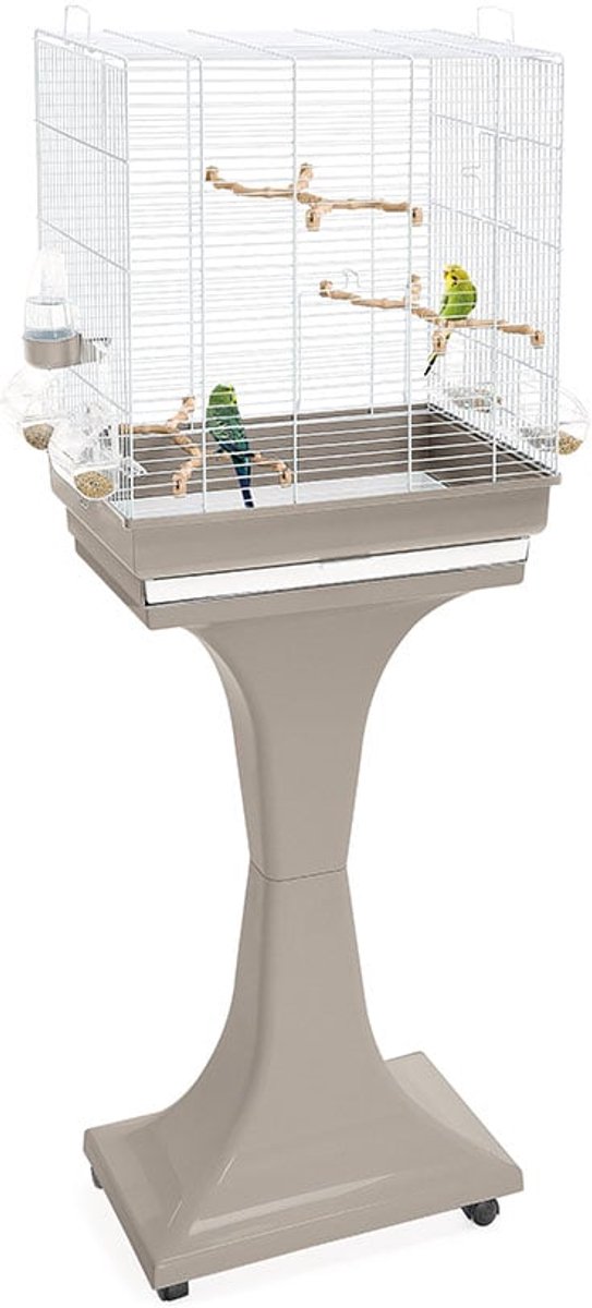 Bol.com Imac vogelkooi Camilla Op Voet - Taupe/Wit - 50 x 30 x 57-129 cm aanbieding