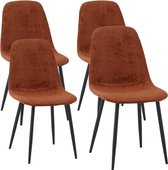 Bol.com Dimehouse Set van 4 Scandinavische Eetkamerstoelen Terra Chenille Stof Swift - Zonder Armleuningen - Chenille - Scandina... aanbieding