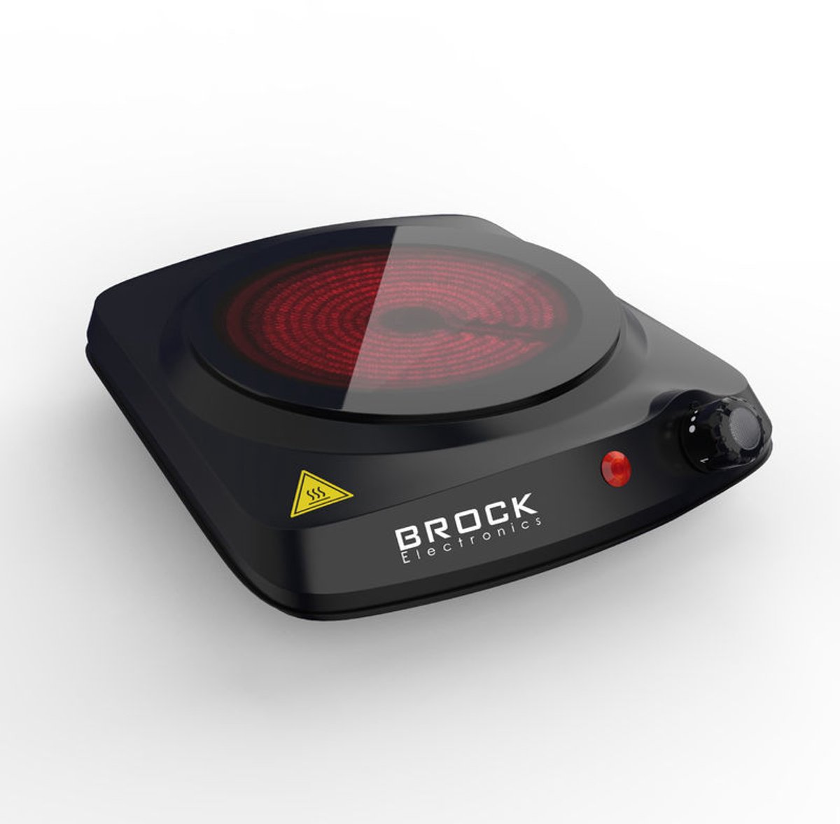 BROCK 1-Pits Infrarood Elektrische Kookplaat – 1200W Compact Kooktoestel met Temperatuurregeling – Zwart – Ø17,7 cm