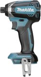 Makita slagschroevendraaier met zwarte grip, turquoise accenten en zilveren details.